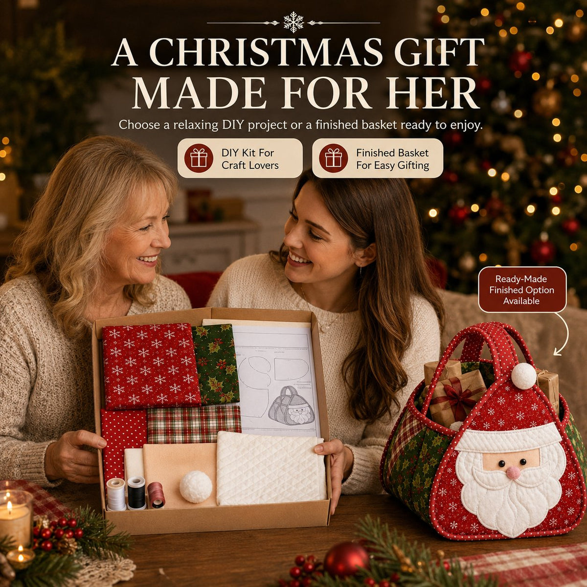 ⏳ Last Day 50% OFF – 🎄 Christmas Character Quilted Carry Basket🎁✨