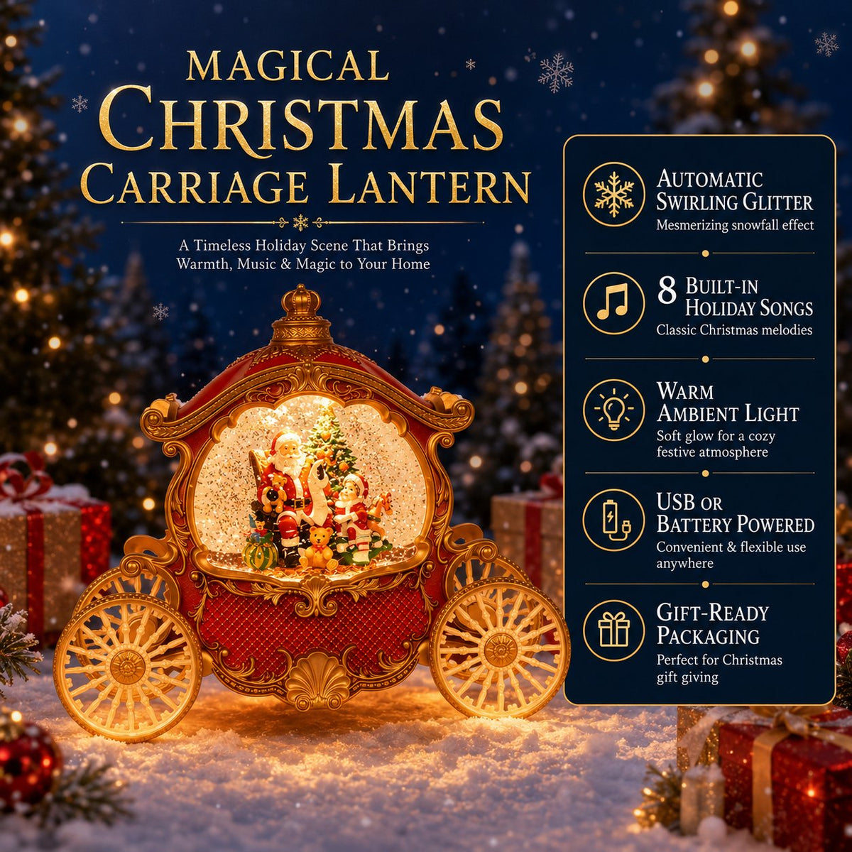 Bring Christmas Magic Home with a Snowing Carriage Lantern 🎄✨🎅