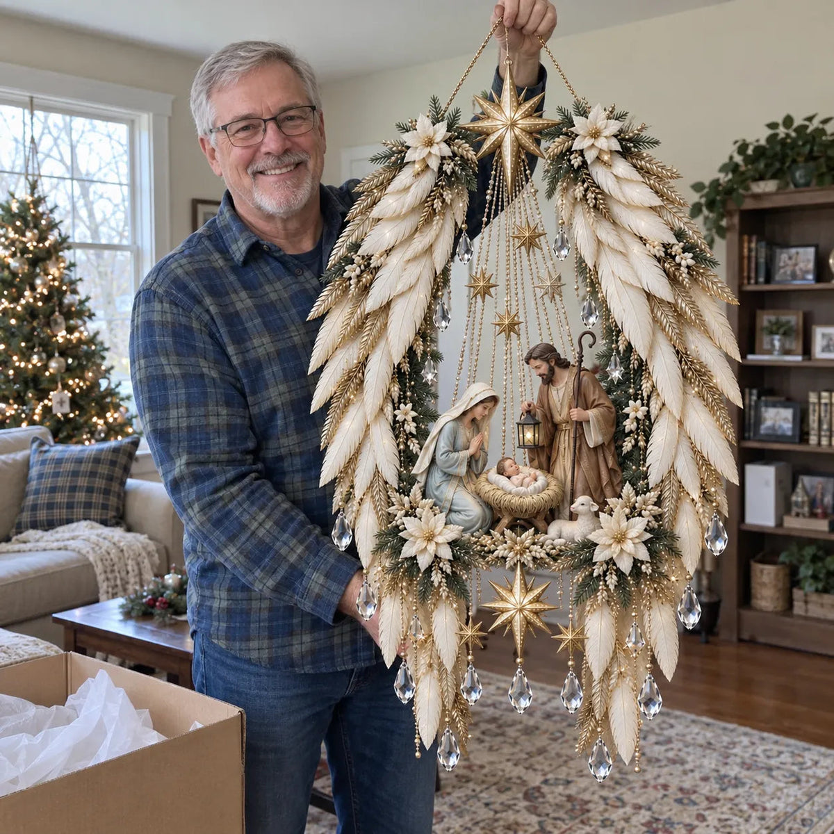 ✨👼 3D Heavenly Angel Wings Nativity Light✨ – Lighted Christmas Wall Decor ✈️