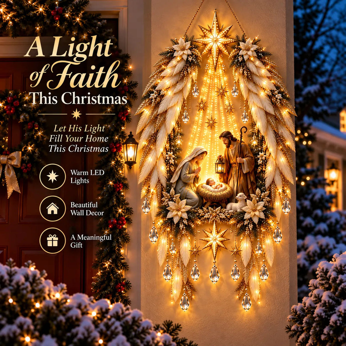 ✨👼 3D Heavenly Angel Wings Nativity Light✨ – Lighted Christmas Wall Decor ✈️