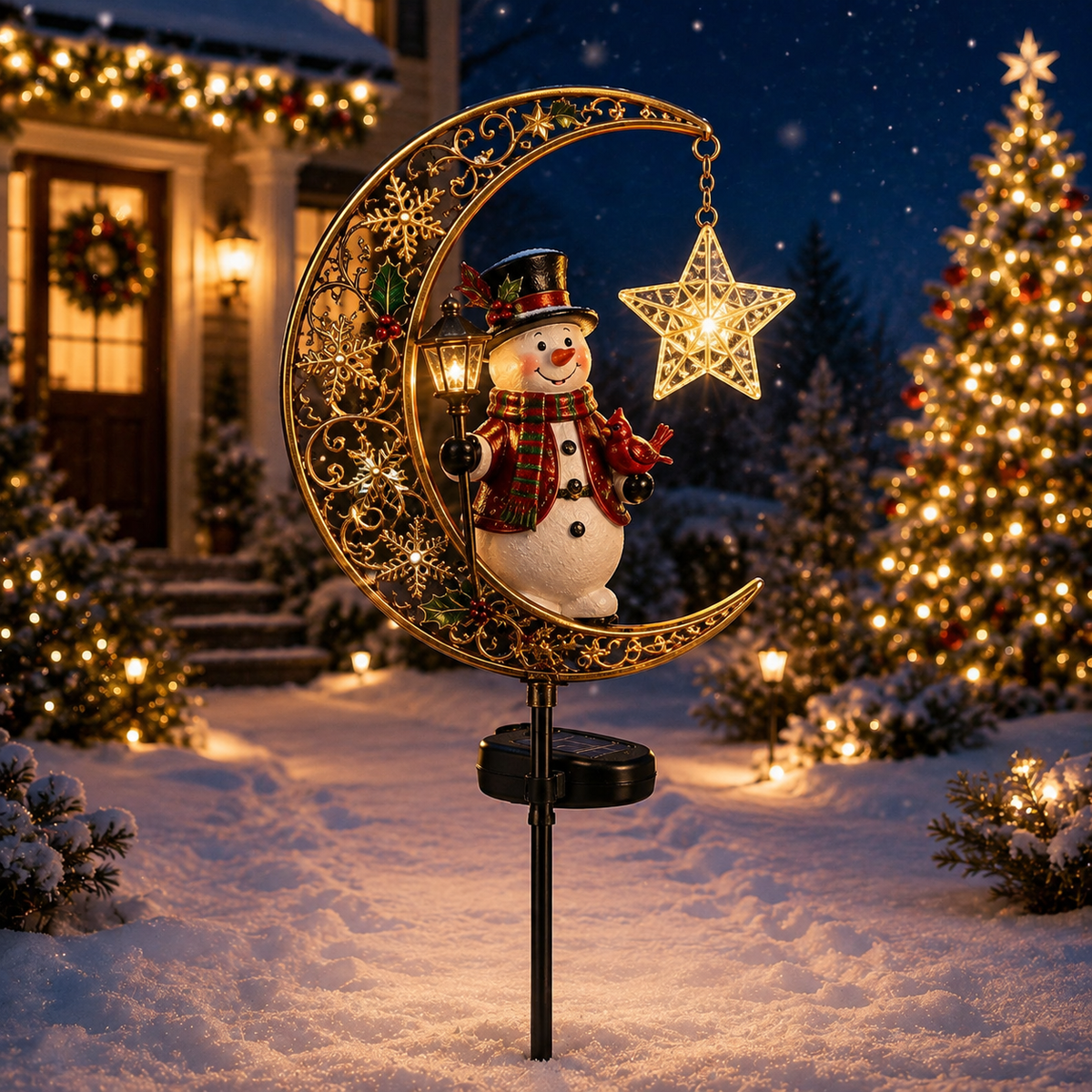 🔥LAST DAY 50% OFF -Solar Christmas Crescent Garden Light 🎄✨