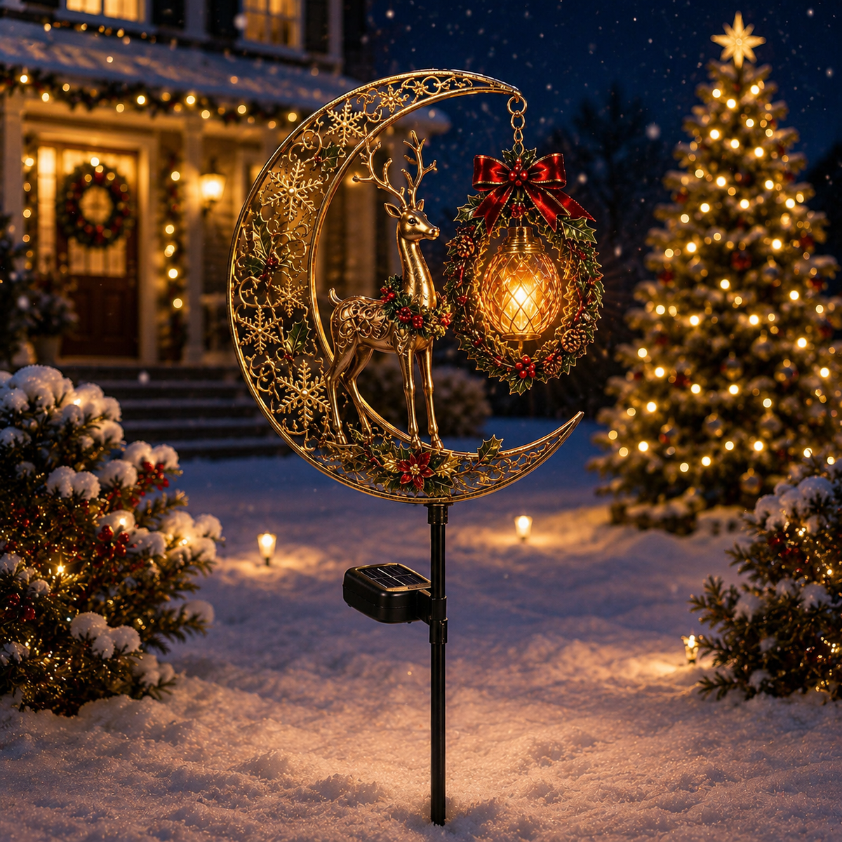 🔥LAST DAY 50% OFF -Solar Christmas Crescent Garden Light 🎄✨