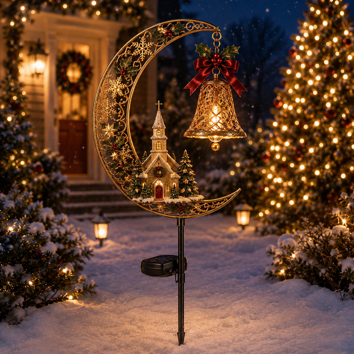 🔥LAST DAY 50% OFF -Solar Christmas Crescent Garden Light 🎄✨