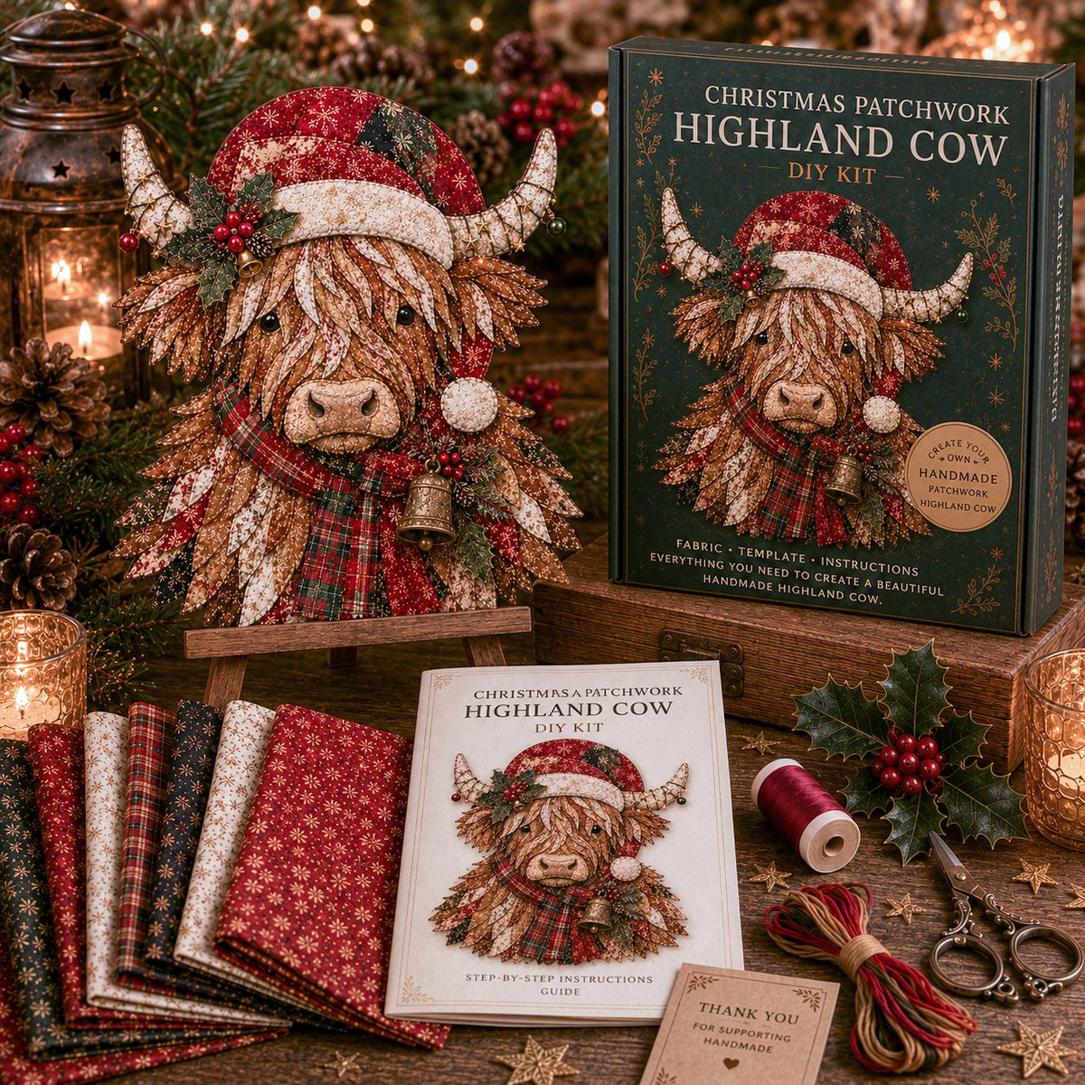 LAST DAY 50% OFF - 🎅Christmas Patchwork Fabric DIY Decor Kit – Stunning Results, Zero Experience Needed