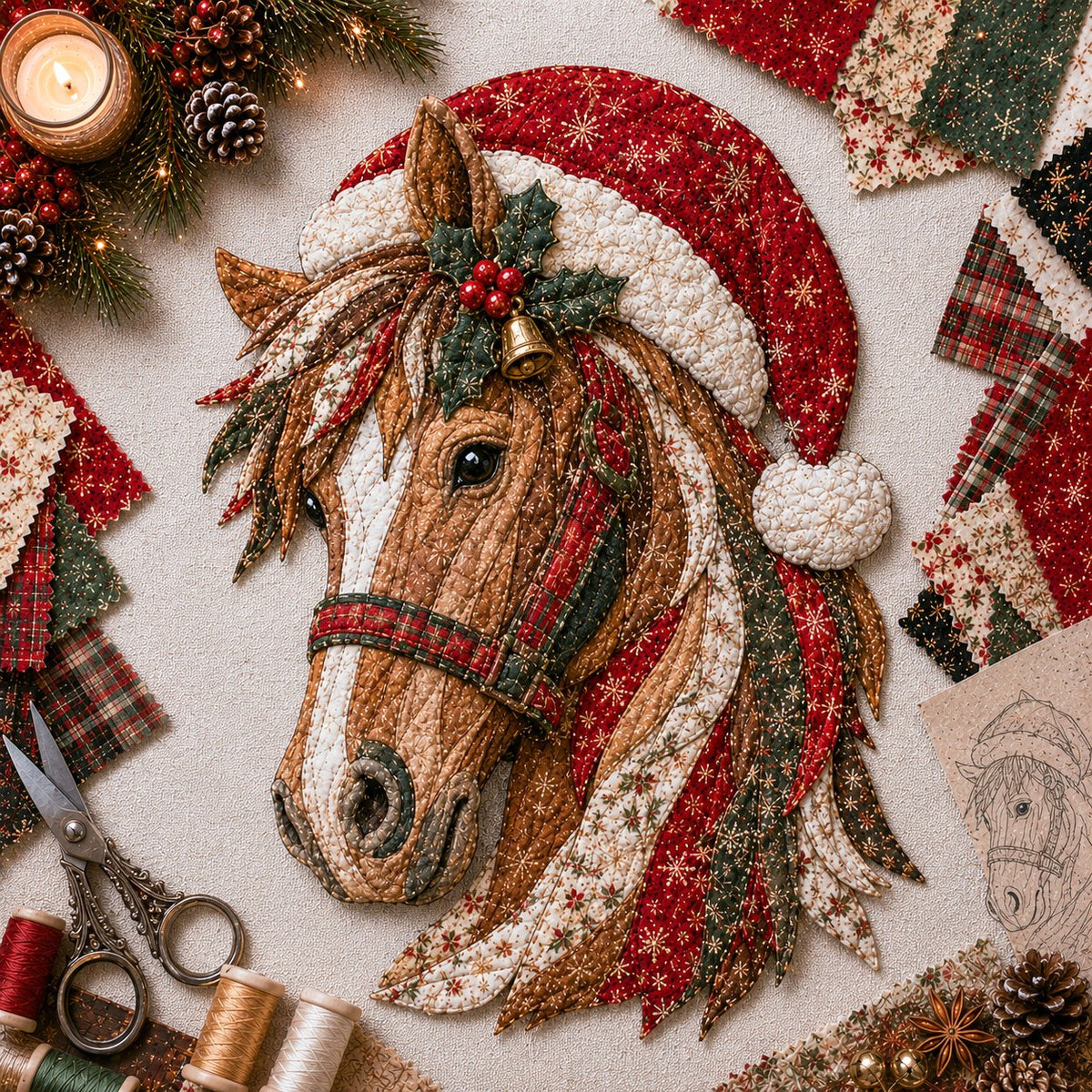 LAST DAY 50% OFF - 🎅Christmas Patchwork Fabric DIY Decor Kit – Stunning Results, Zero Experience Needed