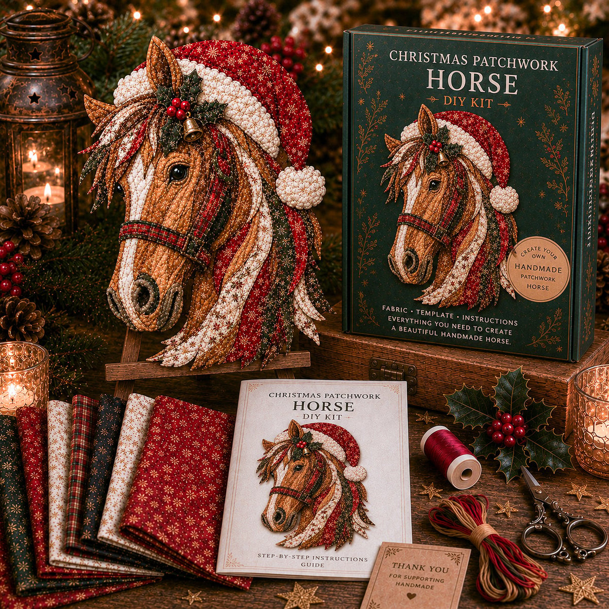 LAST DAY 50% OFF - 🎅Christmas Patchwork Fabric DIY Decor Kit – Stunning Results, Zero Experience Needed
