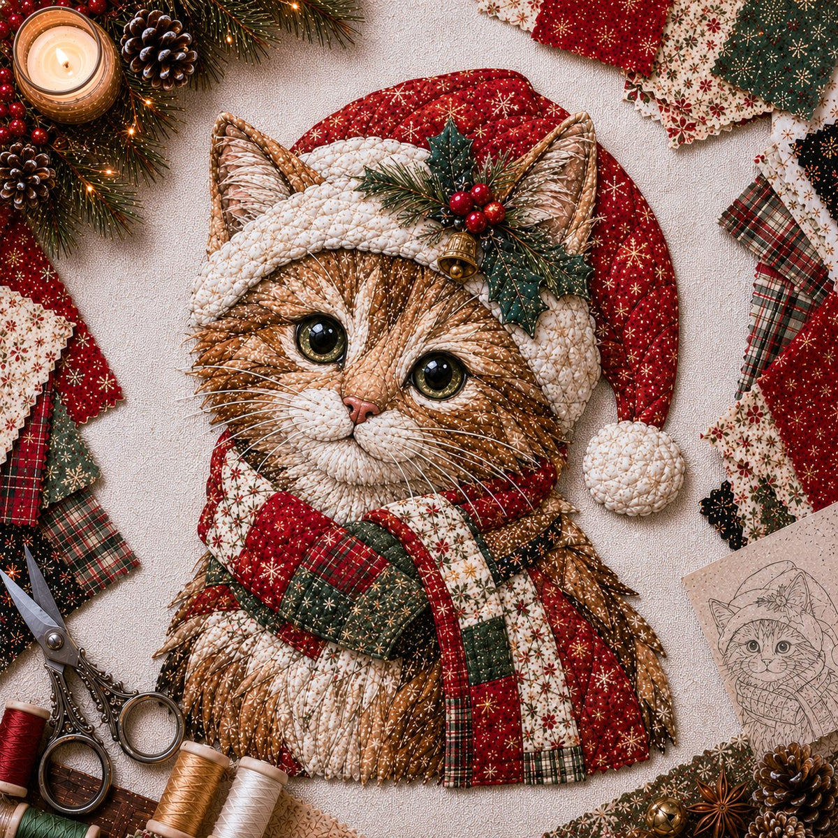 LAST DAY 50% OFF - 🎅Christmas Patchwork Fabric DIY Decor Kit – Stunning Results, Zero Experience Needed
