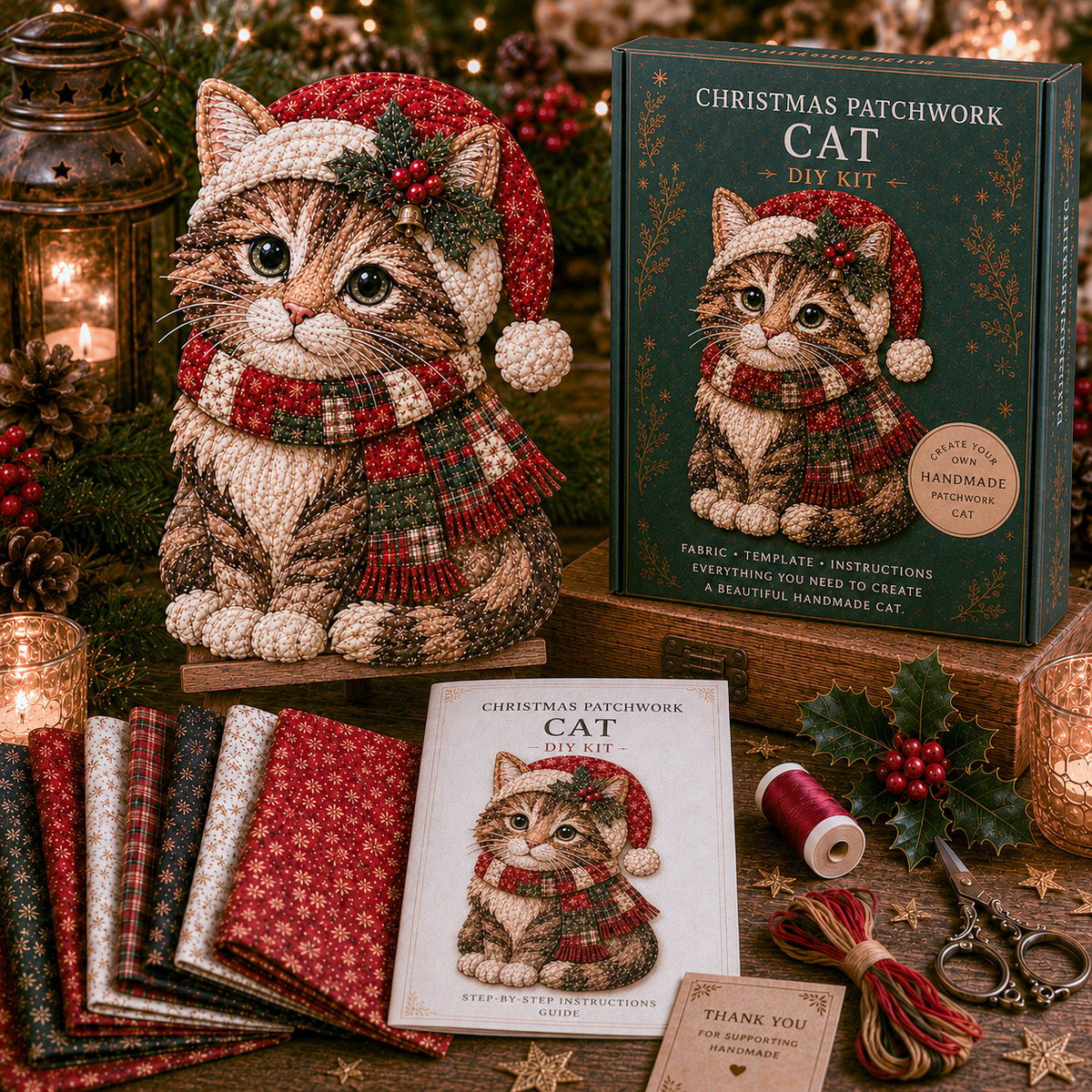 LAST DAY 50% OFF - 🎅Christmas Patchwork Fabric DIY Decor Kit – Stunning Results, Zero Experience Needed