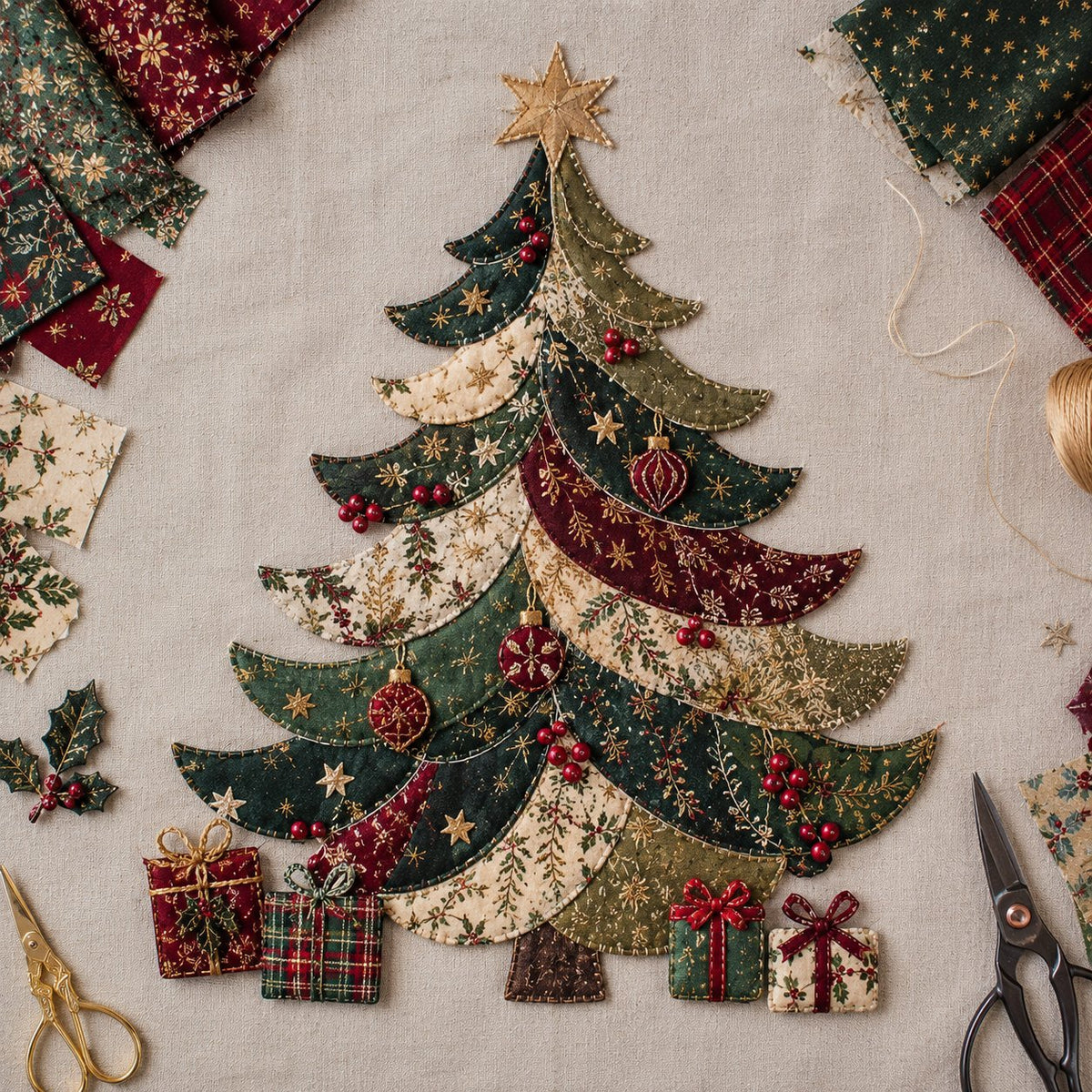 LAST DAY 50% OFF - 🎅Christmas Patchwork Fabric DIY Decor Kit – Stunning Results, Zero Experience Needed