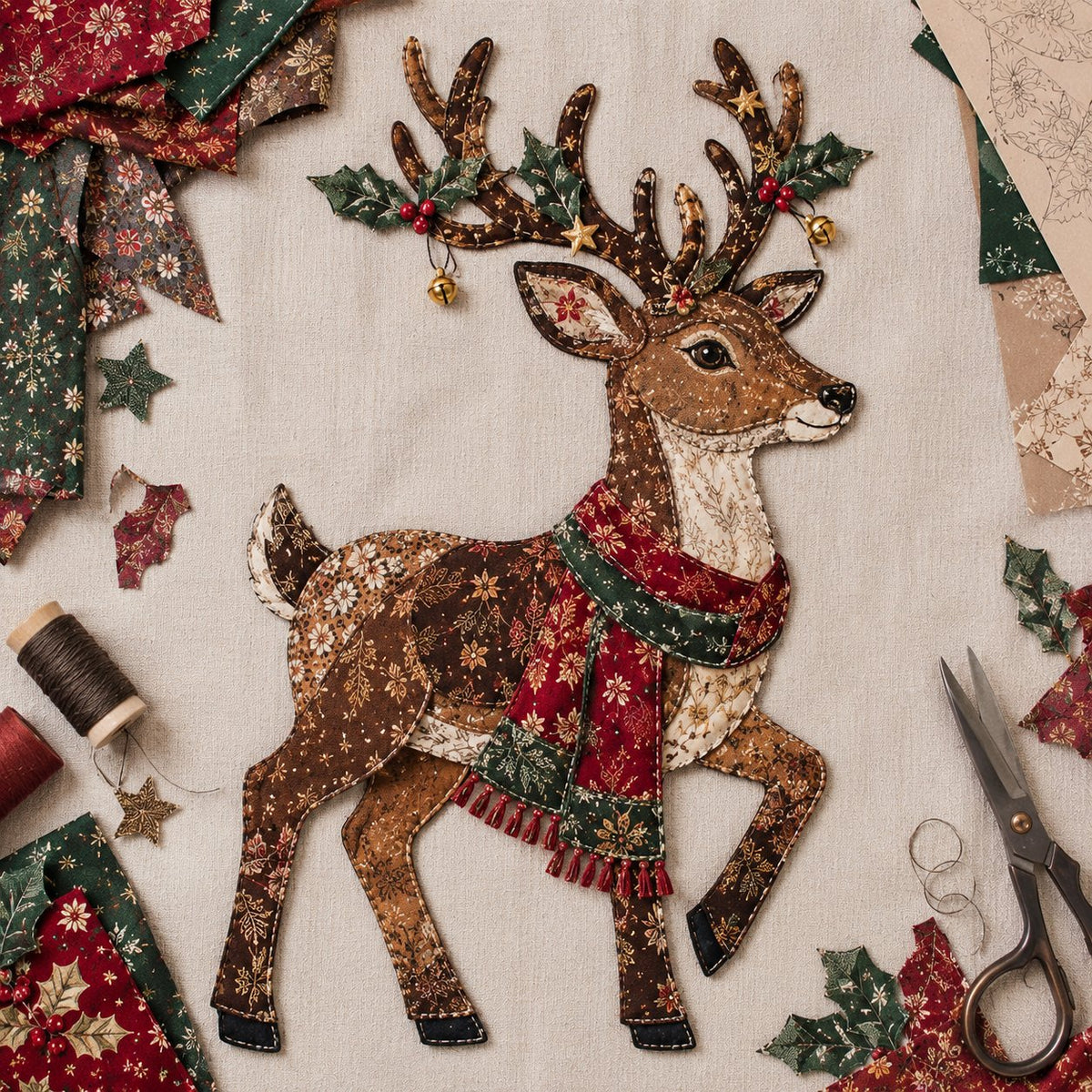 LAST DAY 50% OFF - 🎅Christmas Patchwork Fabric DIY Decor Kit – Stunning Results, Zero Experience Needed