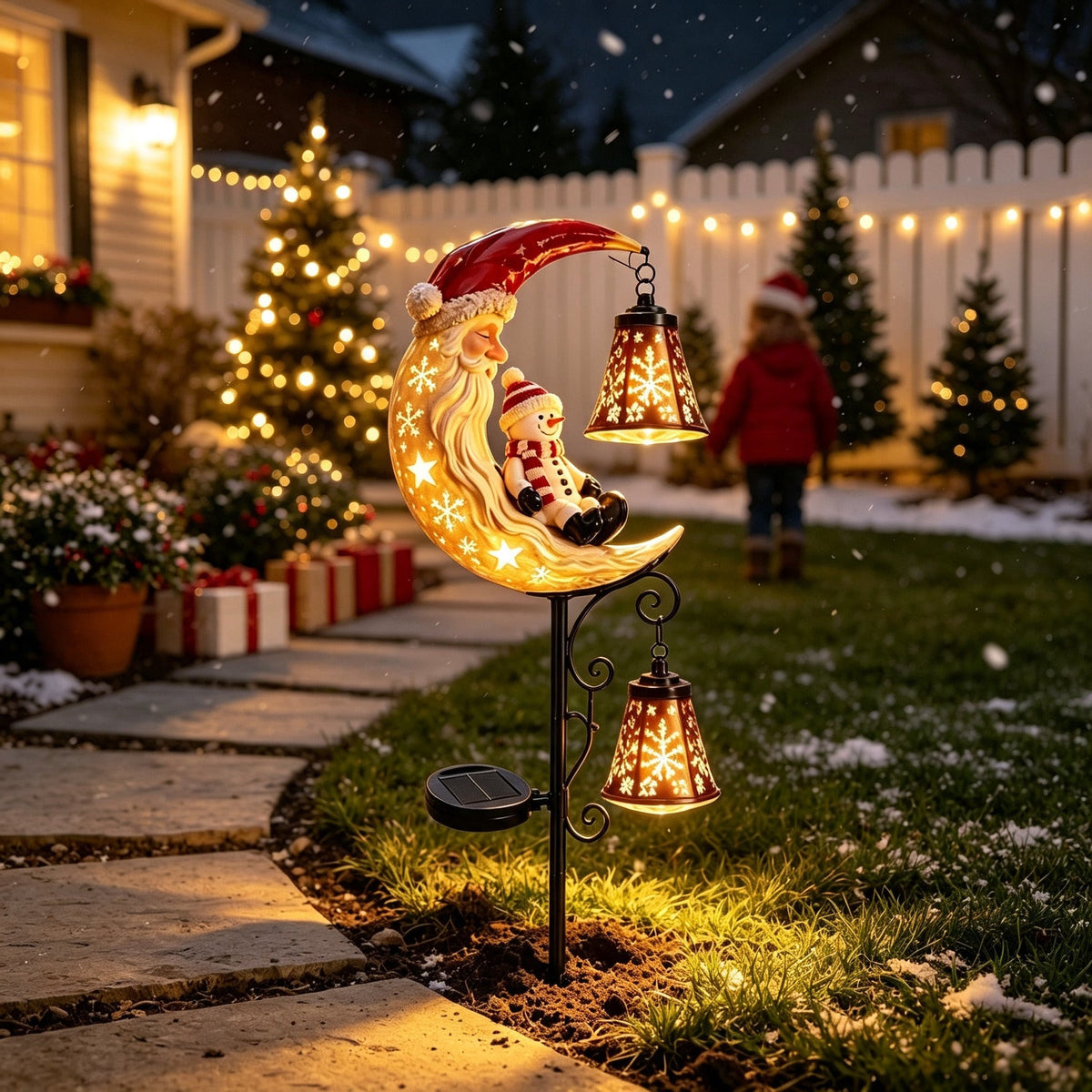 🔥LAST DAY 50% OFF -Solar Christmas Crescent Garden Light 🎄✨