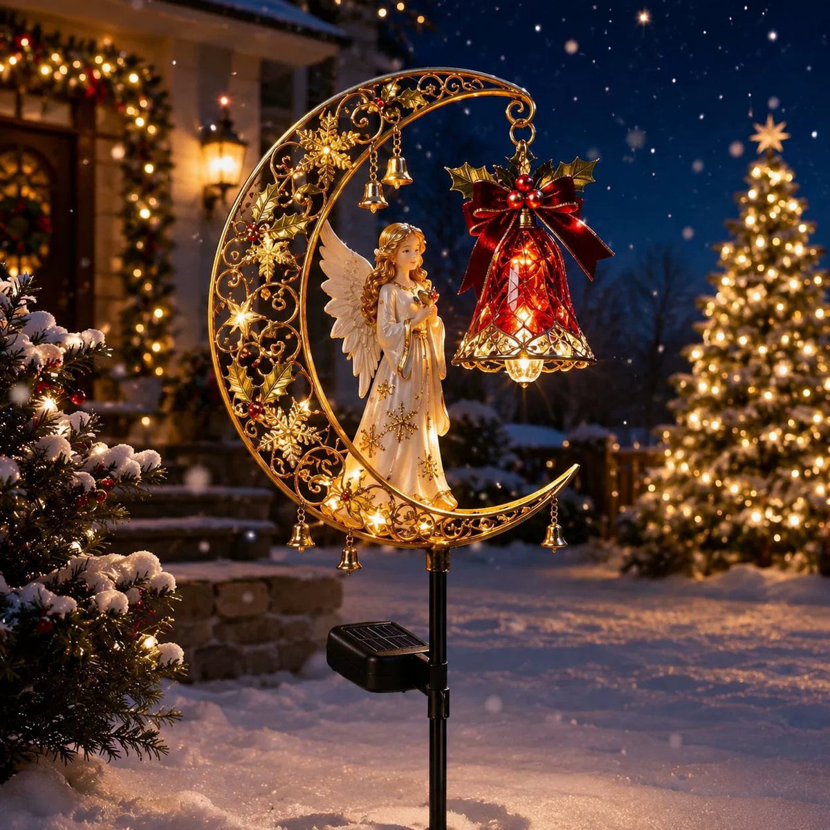 🔥LAST DAY 50% OFF -Solar Christmas Crescent Garden Light 🎄✨
