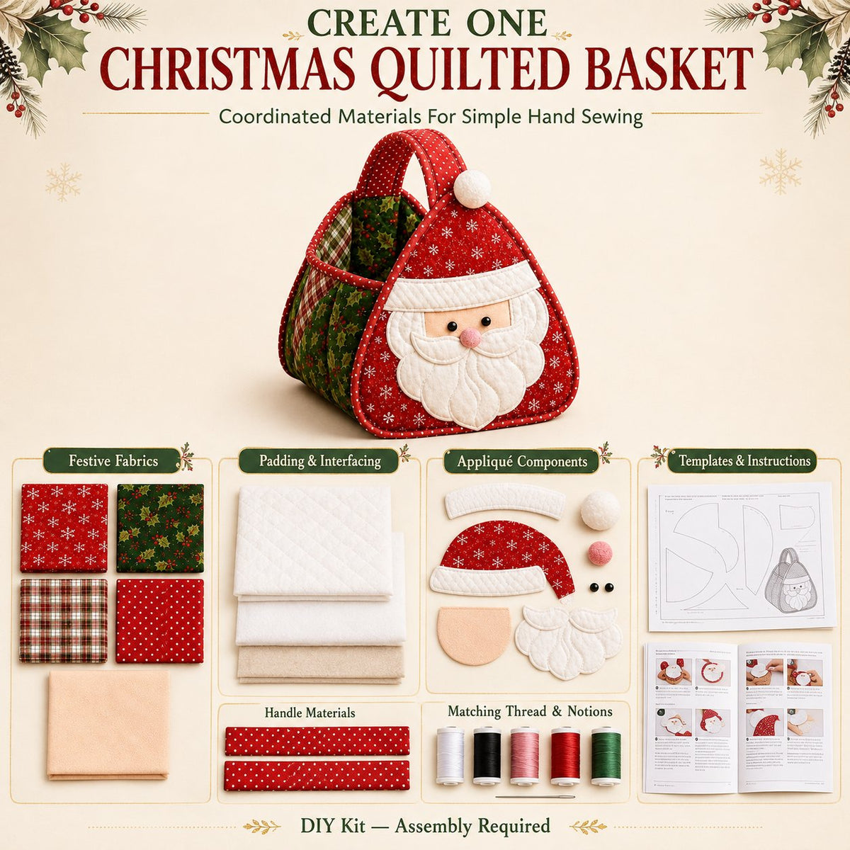 ⏳ Last Day 50% OFF – 🎄 Christmas Character Quilted Carry Basket🎁✨