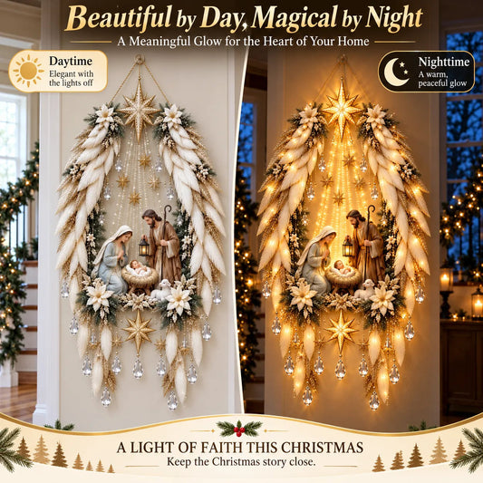 ✨👼 3D Heavenly Angel Wings Nativity Light✨ – Lighted Christmas Wall Decor ✈️