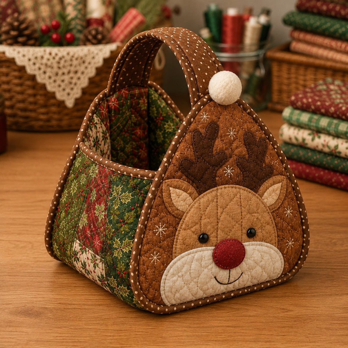 ⏳ Last Day 50% OFF – 🎄 Christmas Character Quilted Carry Basket🎁✨