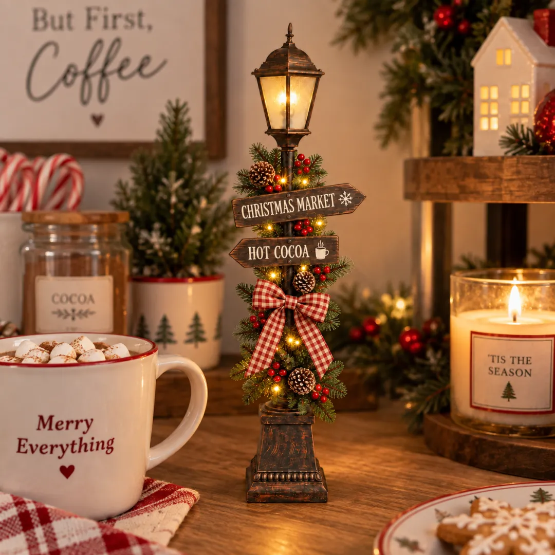 Old Christmas Streetlight – Lighted Tabletop Holiday Decor