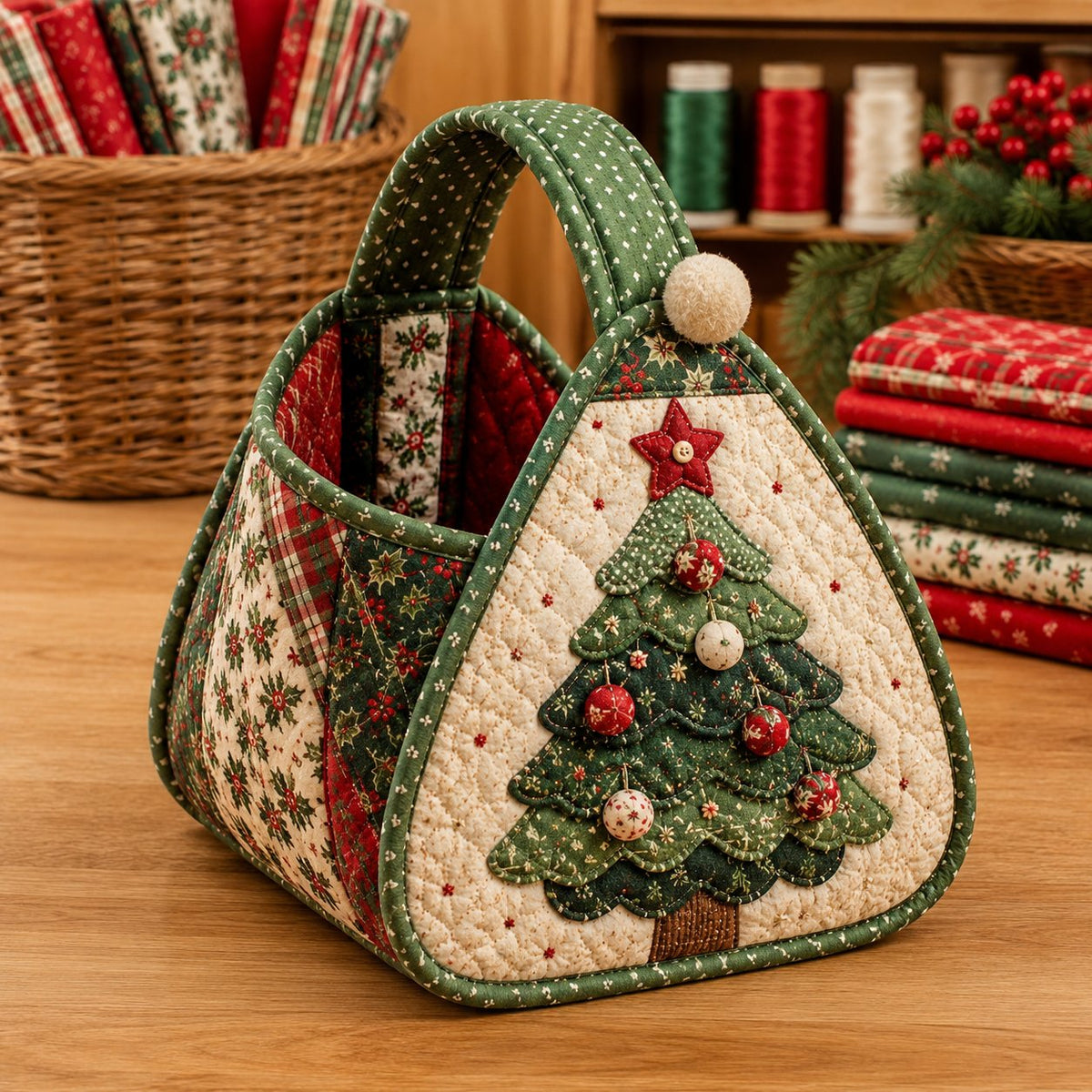 ⏳ Last Day 50% OFF – 🎄 Christmas Character Quilted Carry Basket🎁✨