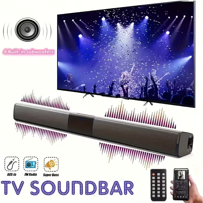 1pc Digital 5.1 Surround Sound Bar for Smart TV, High Power 16W 4 Speaker System Bathroom Radio - Wireless Enhanced Home Theater System with Adjustable Speakers & Subwoofer