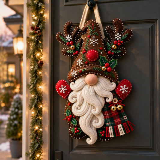 Christmas Gnome Mug Door Hanger 🎄 Felt Santa Gnome Wall Decor Xmas Front Door Ornament Holiday Home Decoration Gift