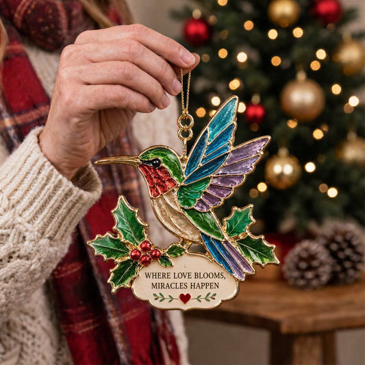 🐚 Sea Glass Animal Christmas Ornament – Where Love Blooms, Miracles Happen Holiday Keepsake