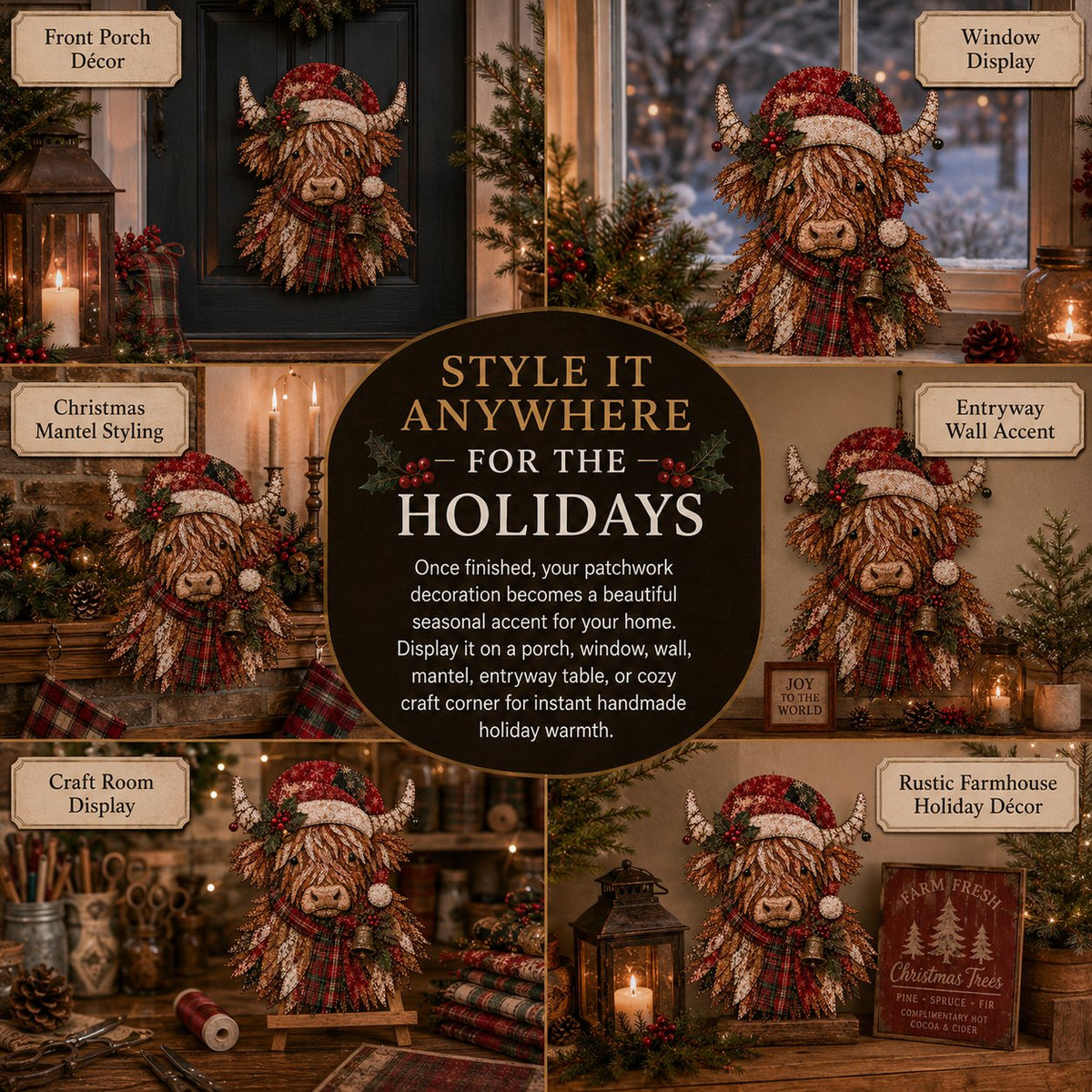 LAST DAY 50% OFF - 🎅Christmas Patchwork Fabric DIY Decor Kit – Stunning Results, Zero Experience Needed