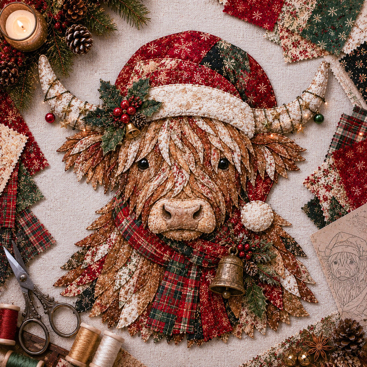 LAST DAY 50% OFF - 🎅Christmas Patchwork Fabric DIY Decor Kit – Stunning Results, Zero Experience Needed