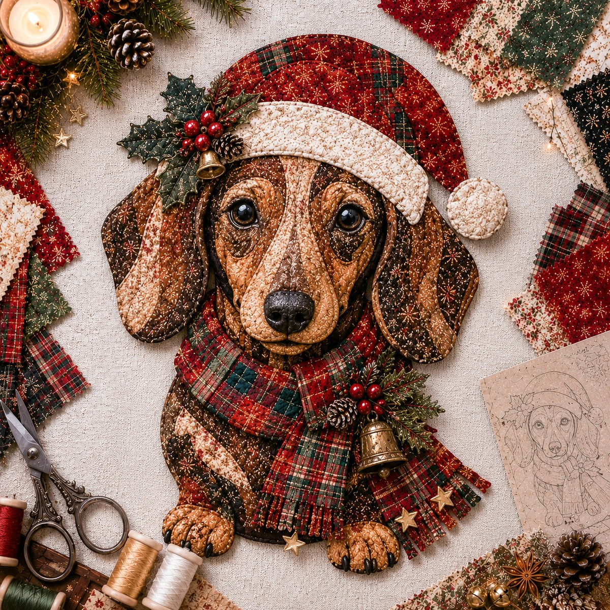 LAST DAY 50% OFF - 🎅Christmas Patchwork Fabric DIY Decor Kit – Stunning Results, Zero Experience Needed