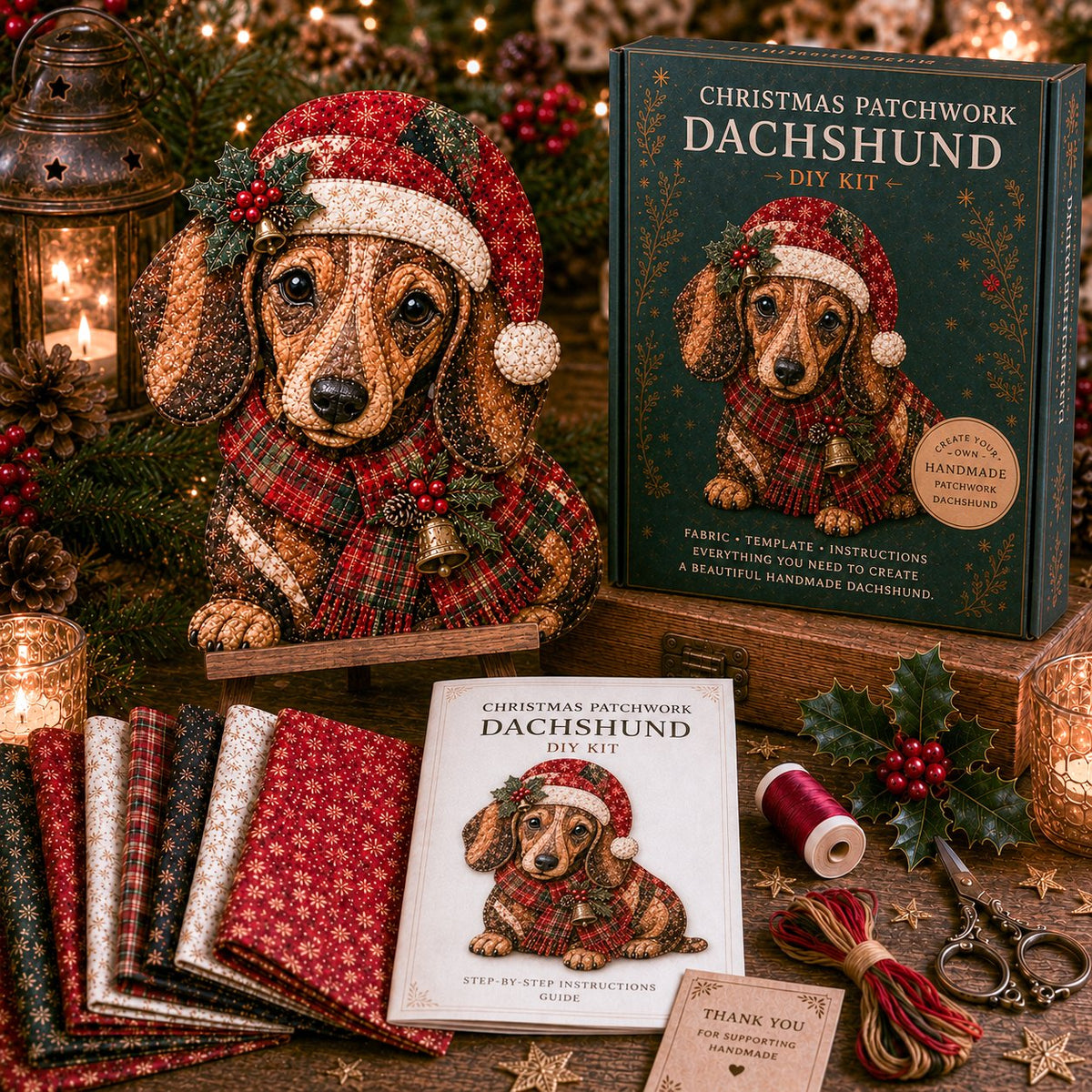 LAST DAY 50% OFF - 🎅Christmas Patchwork Fabric DIY Decor Kit – Stunning Results, Zero Experience Needed