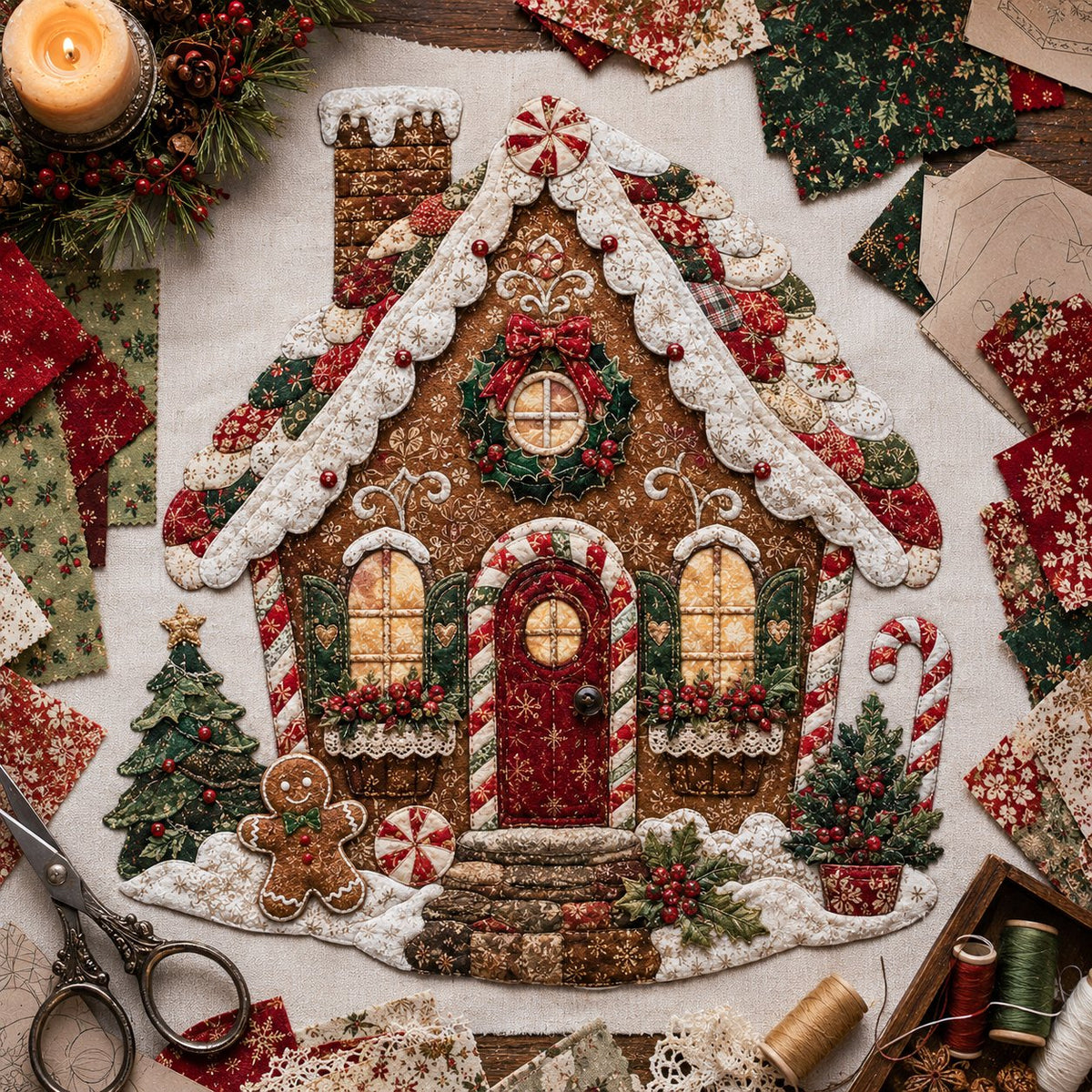 LAST DAY 50% OFF - 🎅Christmas Patchwork Fabric DIY Decor Kit – Stunning Results, Zero Experience Needed