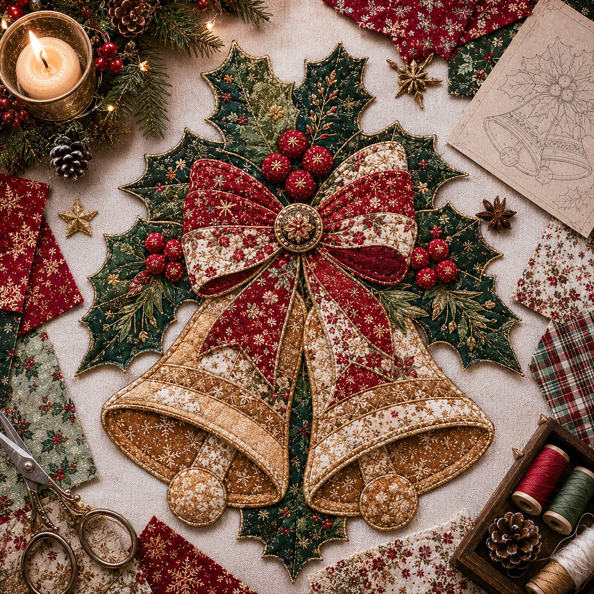 LAST DAY 50% OFF - 🎅Christmas Patchwork Fabric DIY Decor Kit – Stunning Results, Zero Experience Needed