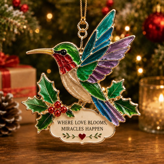 🐚 Sea Glass Animal Christmas Ornament – Where Love Blooms, Miracles Happen Holiday Keepsake