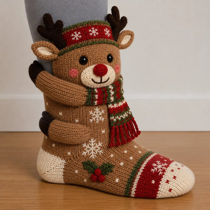 🧦3D Hugging Christmas Socks 🎅 Cute Knit Holiday Socks 5 Designs🧦A Pair