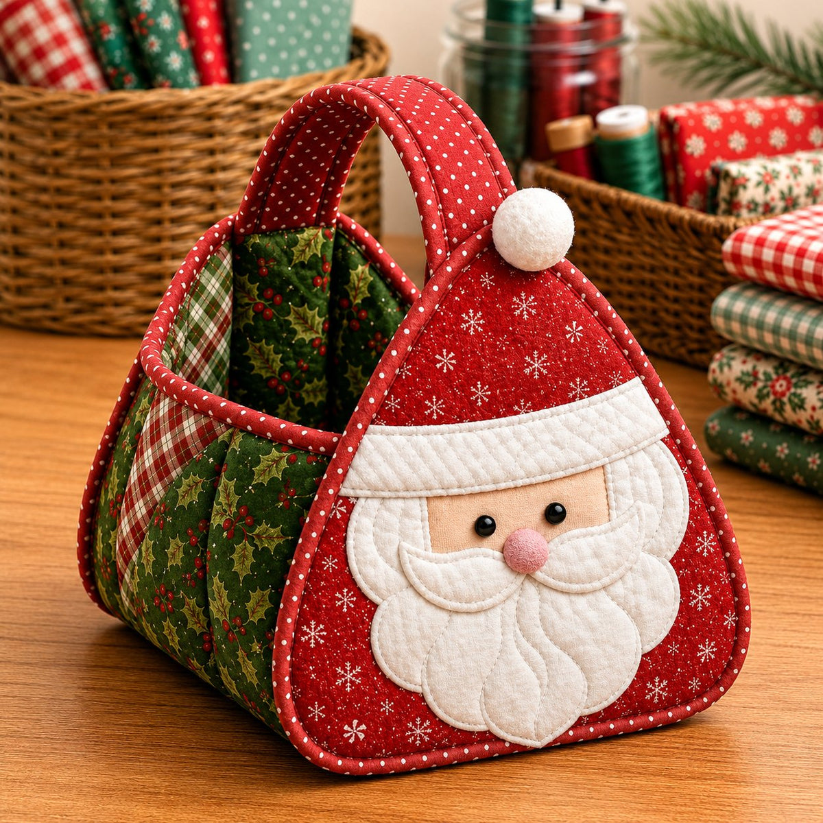 ⏳ Last Day 50% OFF – 🎄 Christmas Character Quilted Carry Basket🎁✨